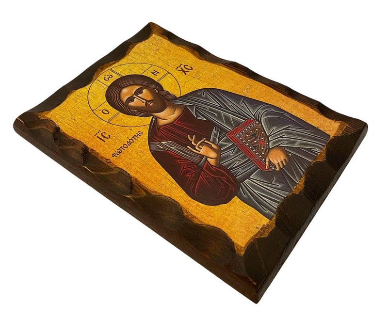 Mastic of Chios مستكة خيوس أيقونة خشبية أرثوذكسية يونانية ليسوع المسيح فوتودوتيس (16 × 12 سم أو 6.3 × 4.7 بوصة) خشب صلب - Image 3